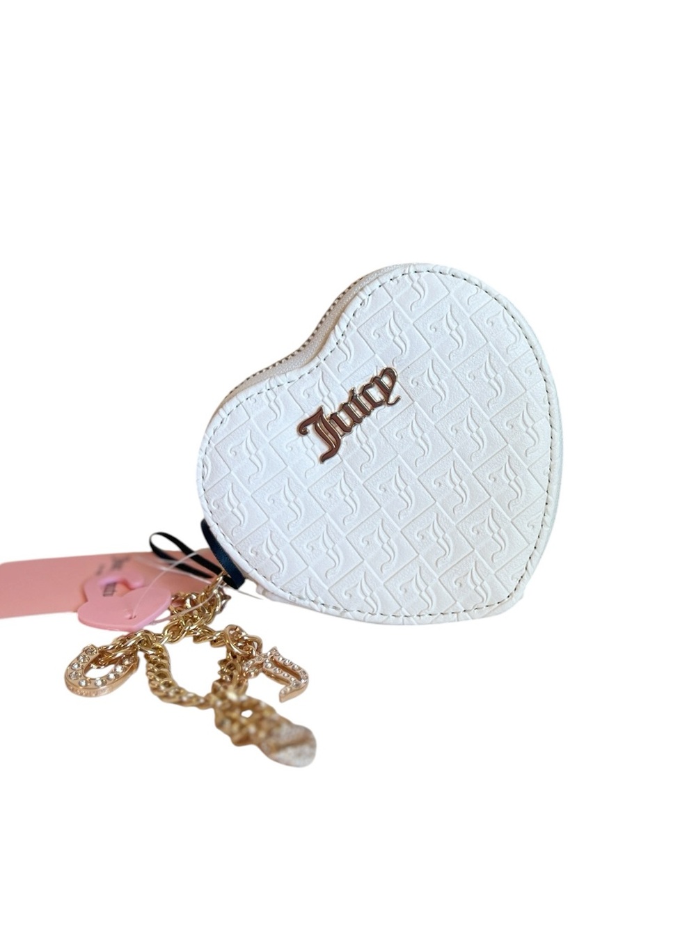NWT Juicy Couture White Heart Key Clutch/Wristlet